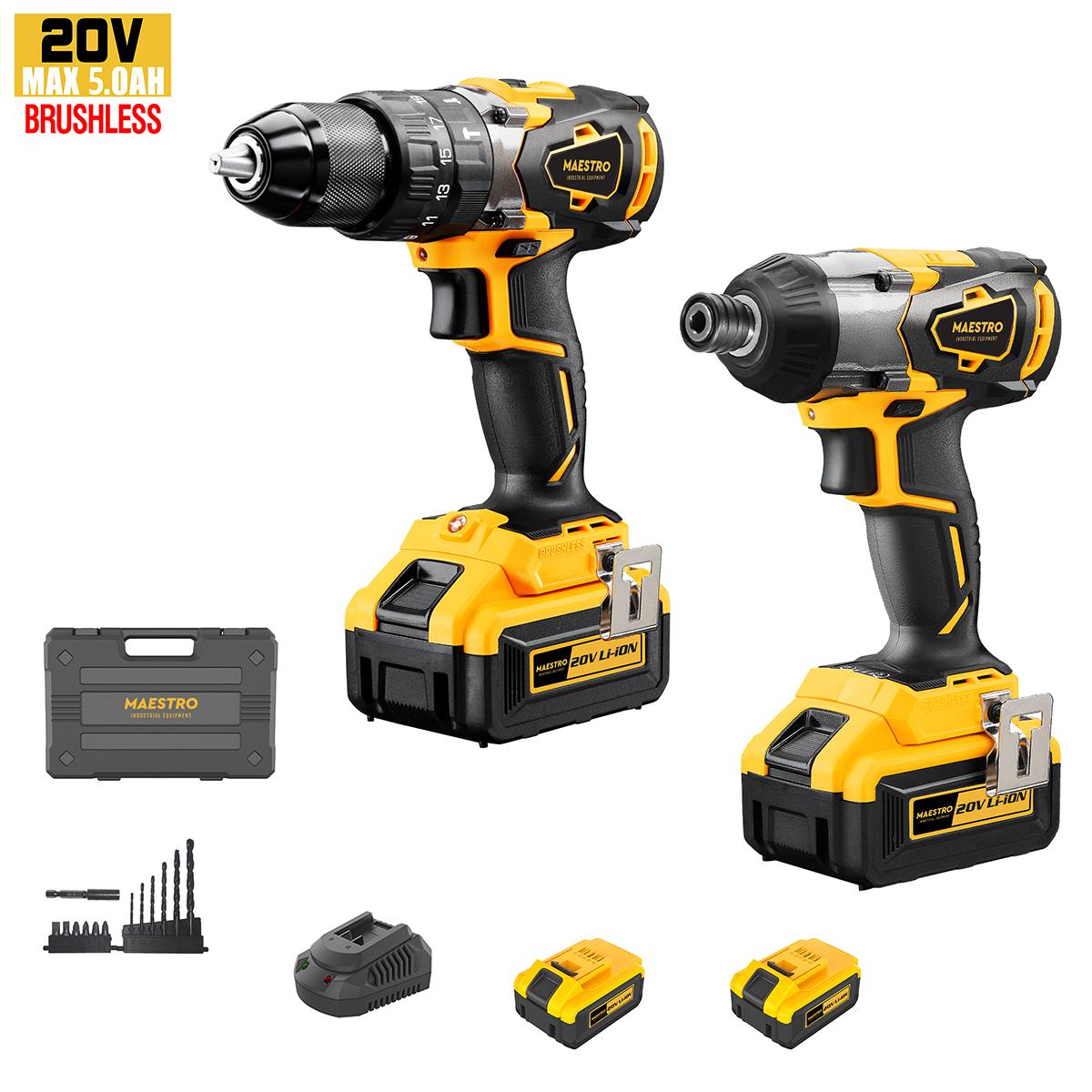 Maestro MCK-20BL KIT BRUSHLESS ΚΡΟΥΣΤΙΚΟ ΔΡΑΠΑΝΟΚΑΤΣΑΒΙΔΟ - ΠΑΛΜΙΚΟ ΚΑΤΣΑΒΙΔΙ (ΛΙΘΙΟΥ 20V - 2X5 Ah)